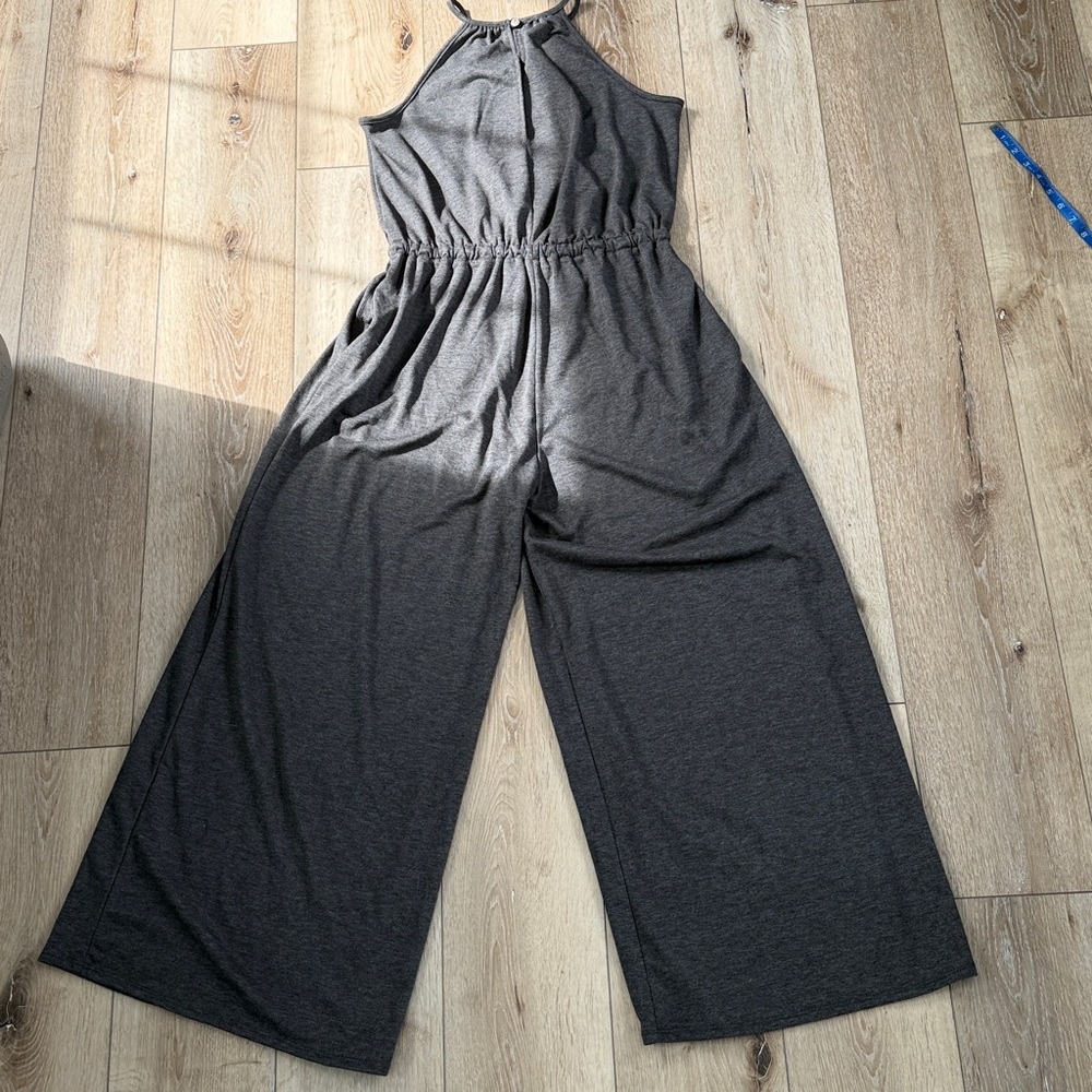 Three Bird Nest Gray Wide Leg Jumpsuit Sleeveless High Neck New - Picture 5 of 9